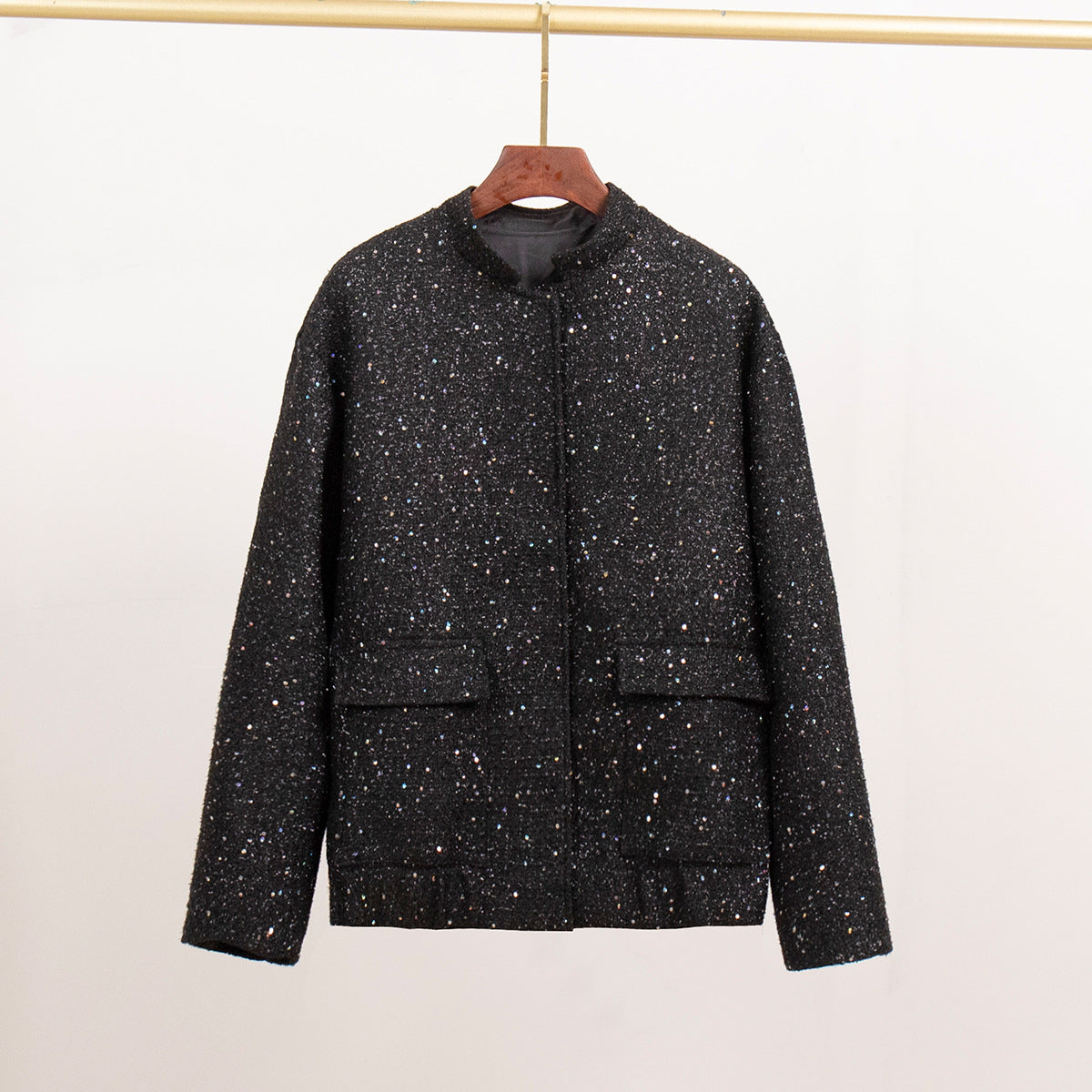 Sequin Female Fashionable Sequins Stand Collar Jackets