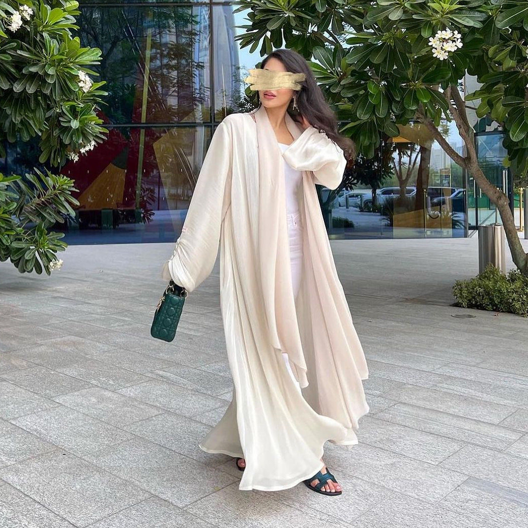 Women's Muslim Robe Outerwear Bright Silk Dress Clothing