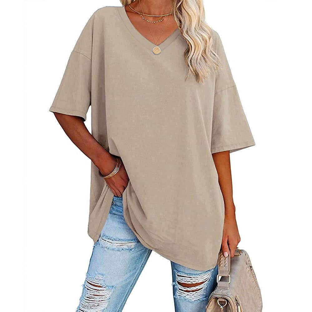 Women's Loose Half Sleeve V-neck Waist Blouses