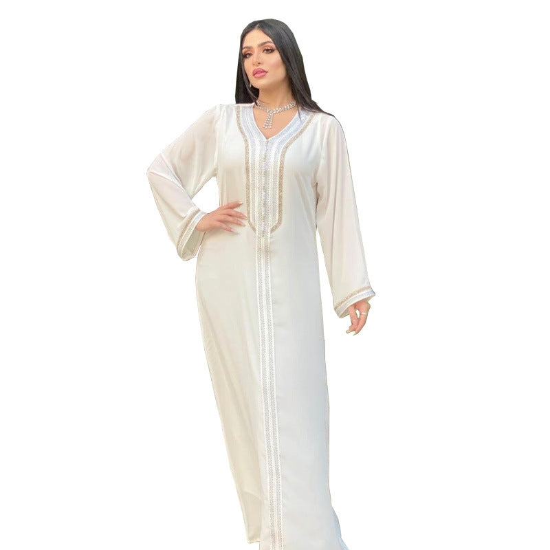 Women's V-neck Robe Large Swing With Two-piece Clothing