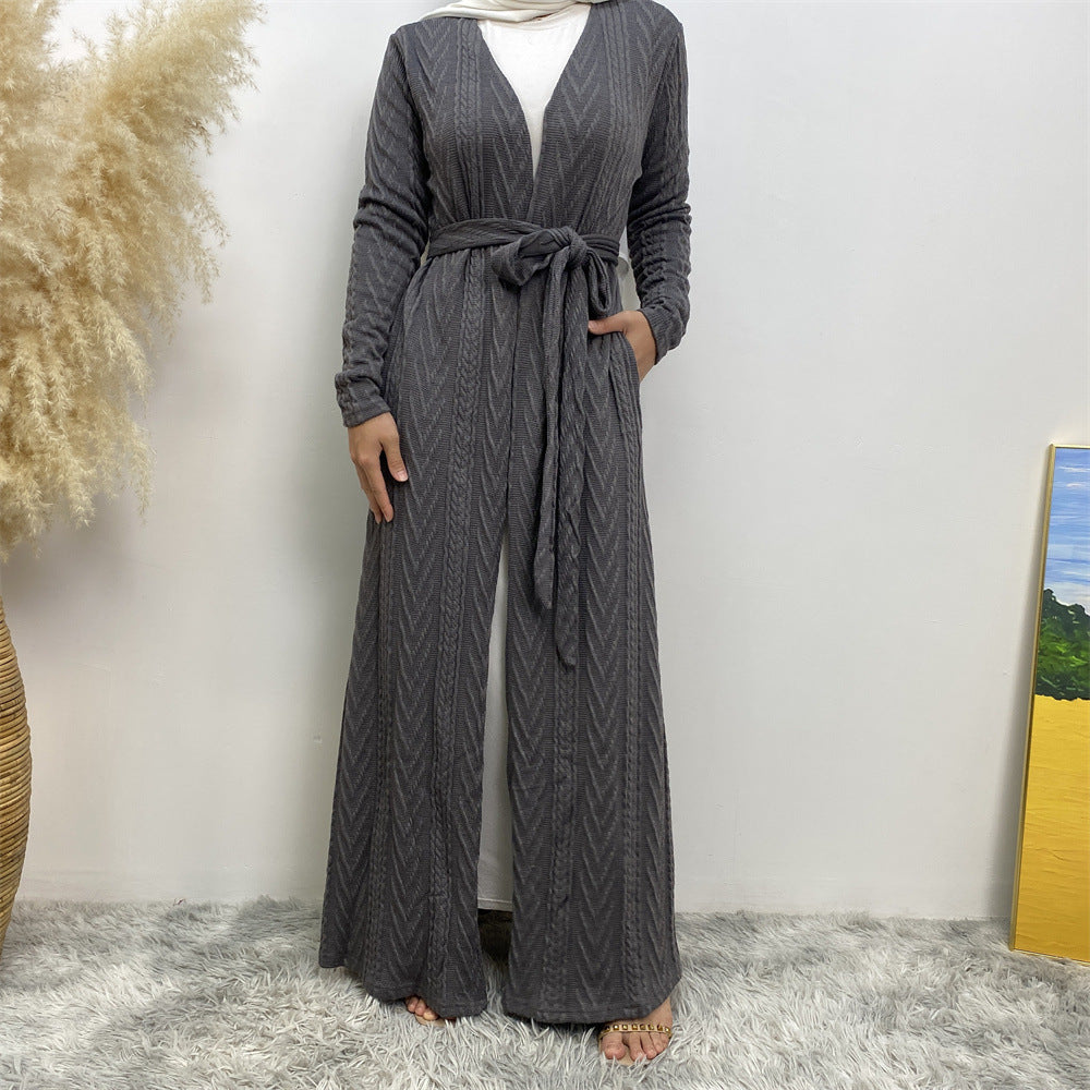 Creative Knitted Muslim With Pockets Large Clothing