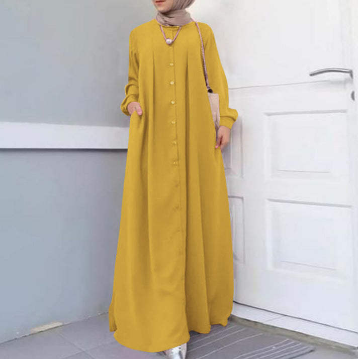 Women's Muslim Long Dress Autumn Loose Temperament Commuter Dresses