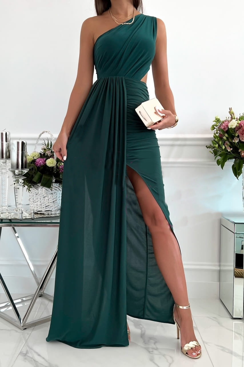 Women's Summer Sleeveless Shoulder Hollow-out Elegant Split Dresses