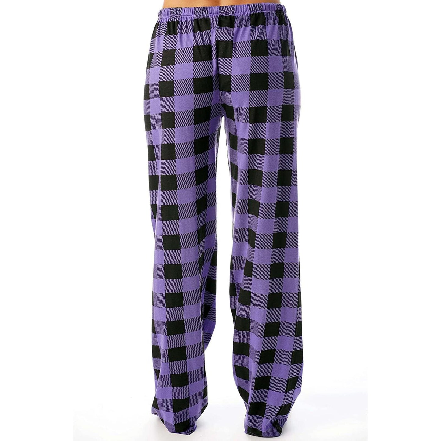 Women's Casual Stretch Plaid Pajama Draw Loose Rope Wide Leggings