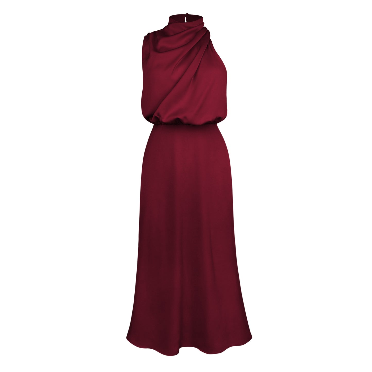 Women's Cool Bridesmaid Midi Halter Satin Dresses