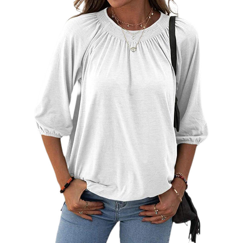 Women's Spring Summer Elegant Pullover Round Neck Blouses