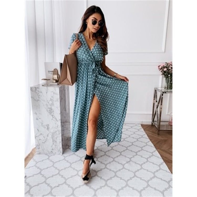 Summer Sleeve Bohemian Polka Dot Printed Dresses