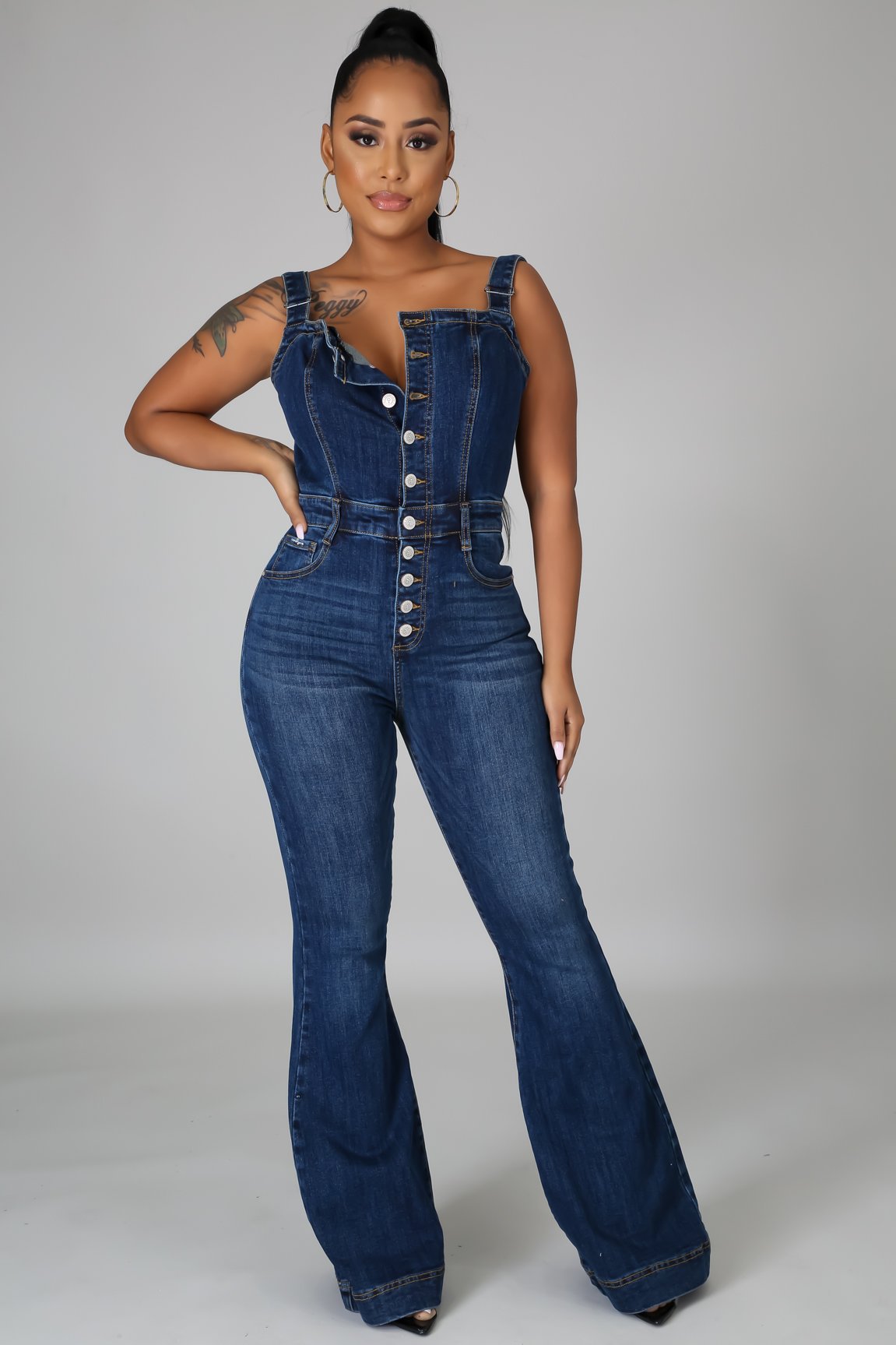 Women's Fashion Casual Sexy Suspender Denim Wide Jeans