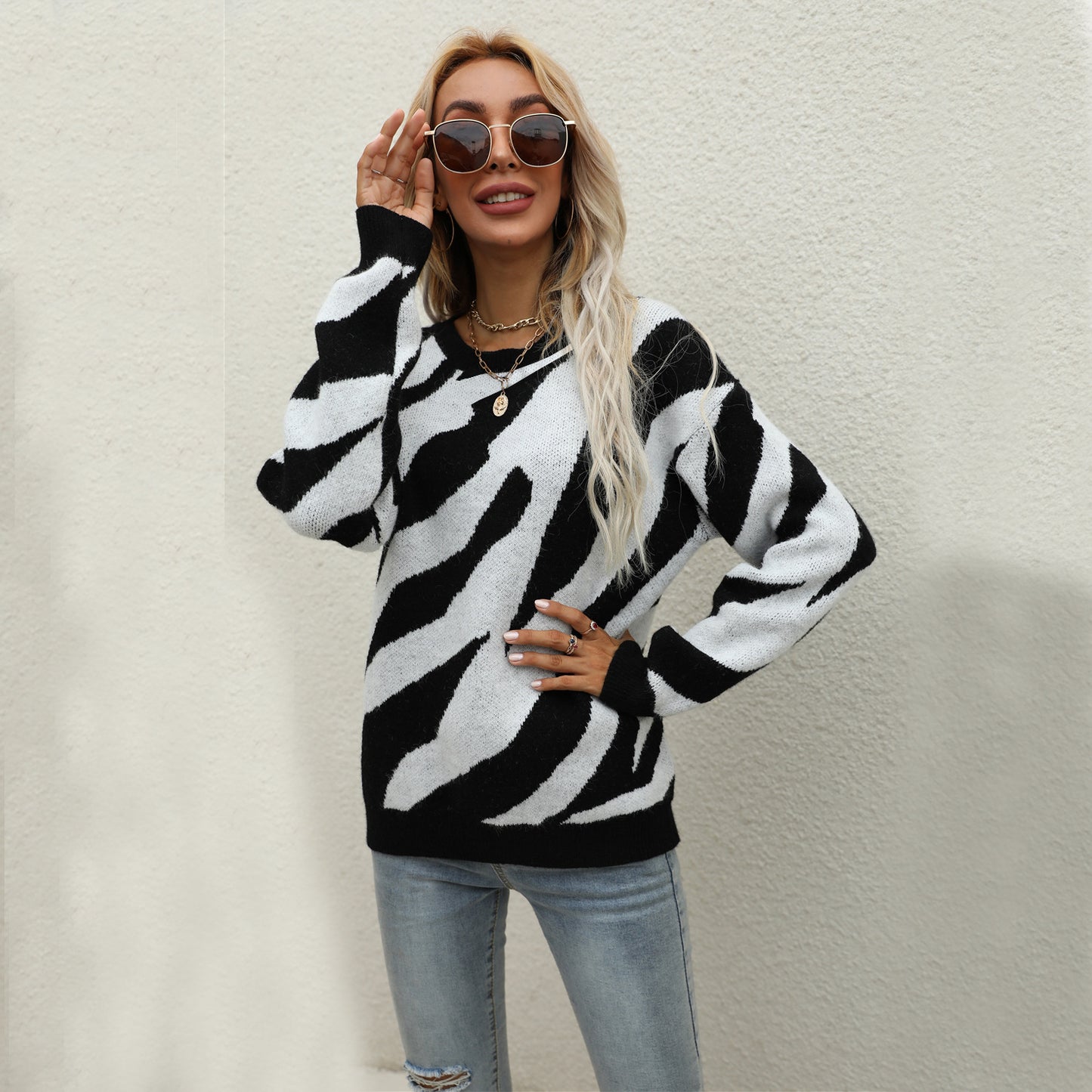 Women's Winter Striped Personality Fashion Knitted Pullover Sweaters