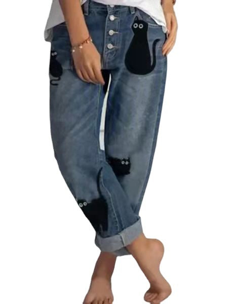 Women's Loose Leisure Simple Thin Denim Straight-leg Pants