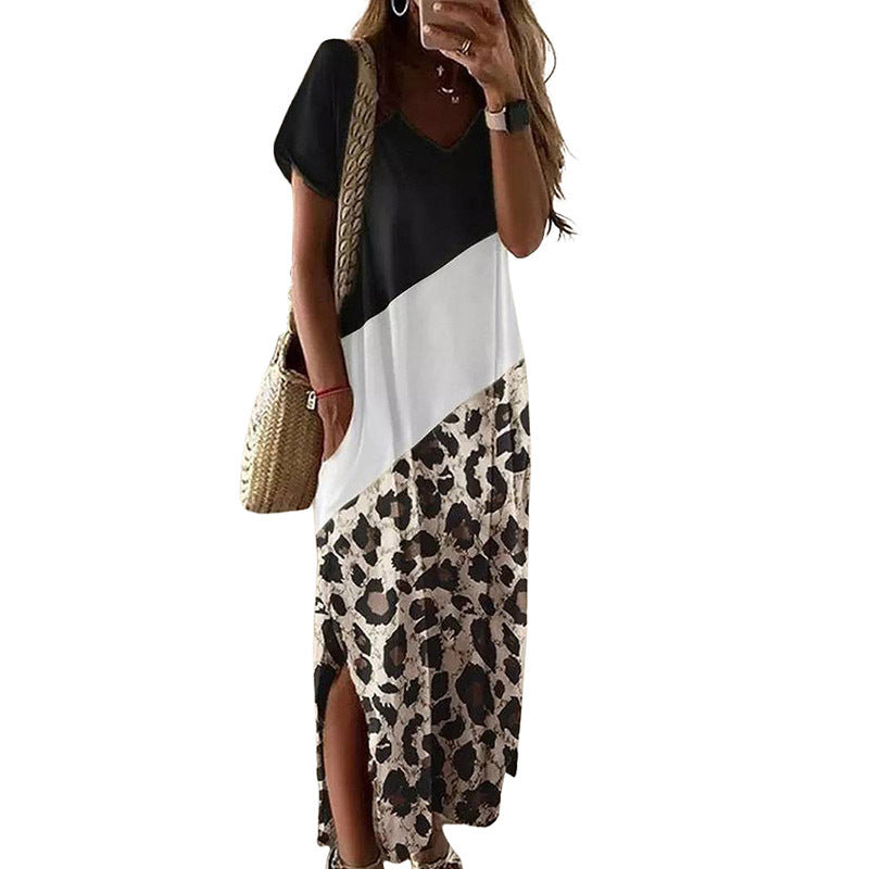 Women's Long Dress Black And White Mixed Colors Dresses