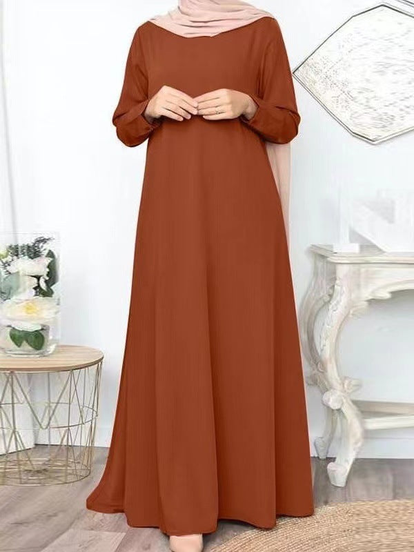 Muslim Solid Color Loose Pullover Leisure Elegant Long Clothing