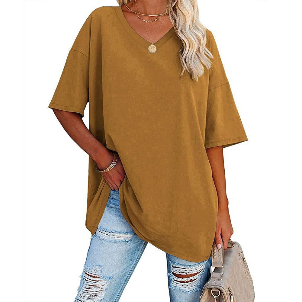 Women's Loose Half Sleeve V-neck Waist Blouses