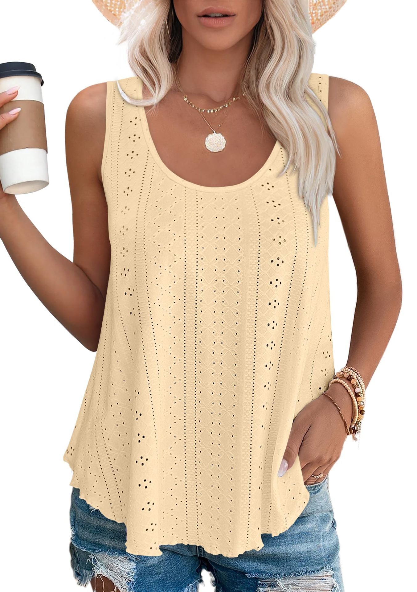 Versatile Round Neck Loose Sleeveless T-shirt Blouses