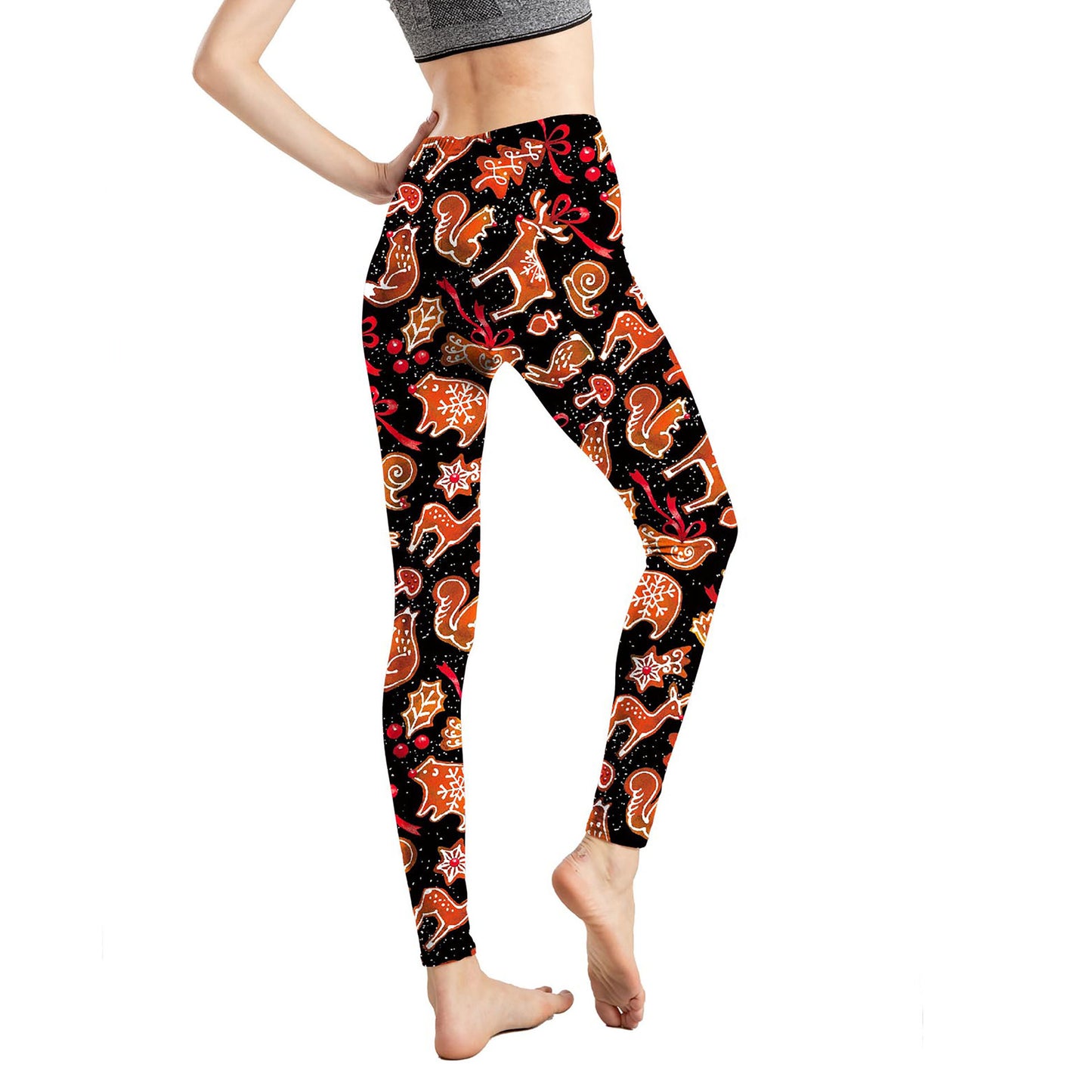 Christmas Holiday Printed Cropped Fitness Sports Pants