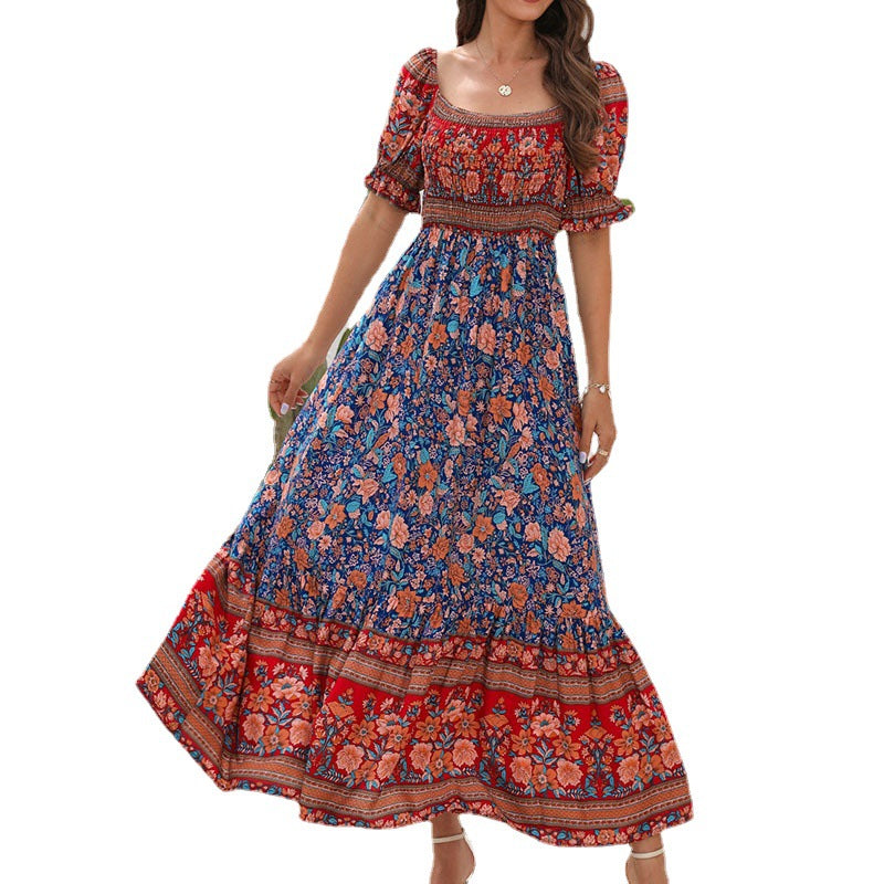 Bohemian Beach Holiday Dress Puff Sleeve Dresses