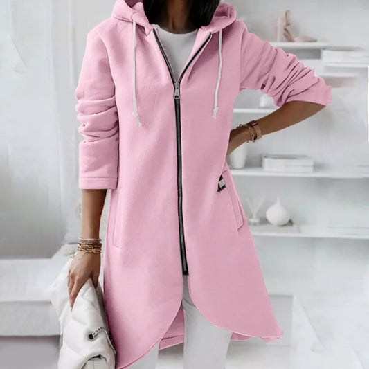 Personality Street Zipper Hooded Long Lining Sweaters