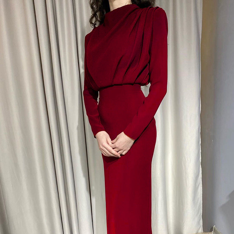 Women's Western Style Slimming Solid Color Long Dresses