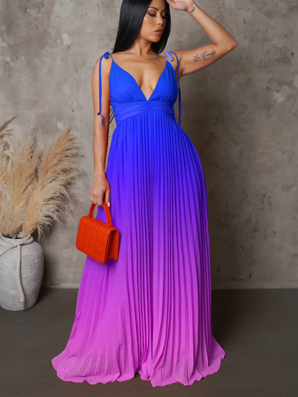 Summer Strap Backless Sexy Gradient Color Dresses