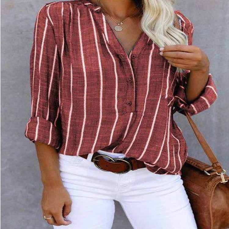 Women's Simple Fashion Printed Striped Shirt For Blouses