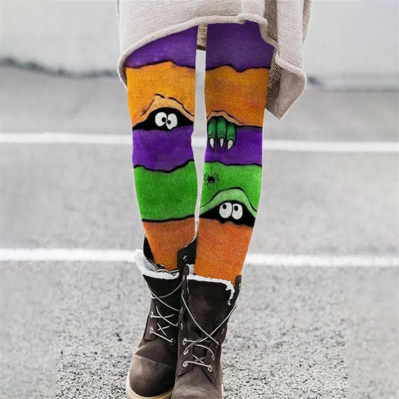 Women's Halloween Print Elastic Slim Fit Leggings