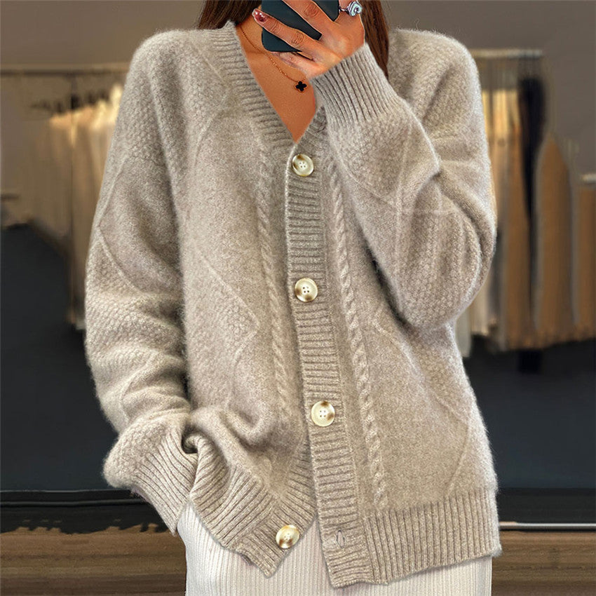 Women's Solid Color Long Sleeve Knitted Breasted Sweaters