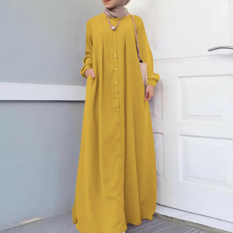 Women's Muslim Long Dress Autumn Loose Temperament Commuter Dresses