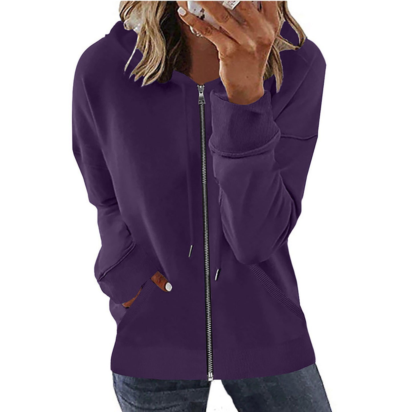 Women's Autumn Pocket Long Sleeve Hooded Tracksuit Sweaters