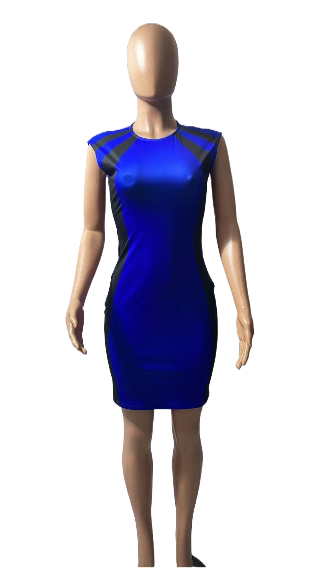 Women's Contrast Color Sleeveless Round Neck Stitching Dresses