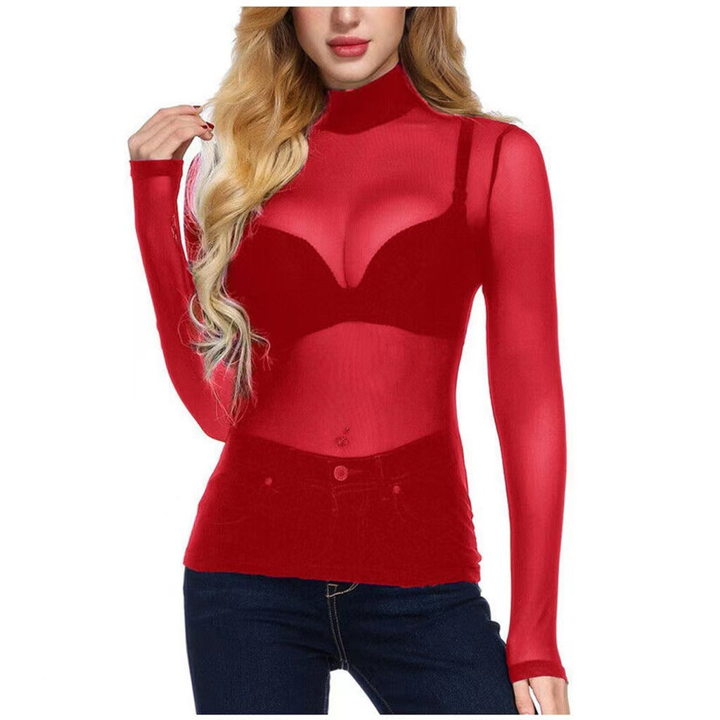 Women's Tight Inner Wear Long Sleeve T-shirt Turtleneck Bottoming Blouses