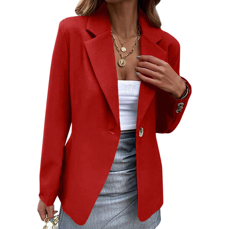 Women's Casual Long-sleeved Solid Color Button Coats