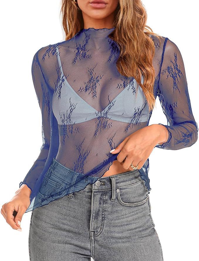 Women's Long-sleeved Lace Pullover Bottoming Shirt Cool Blouses