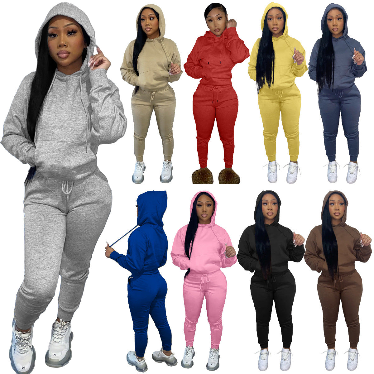 Women's Hoody Two-piece Casual Sports Hoodie Suits