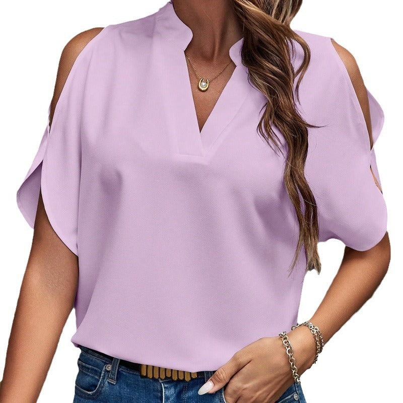 Women's Summer Solid Color Graceful Fashionable Sleeves Blouses