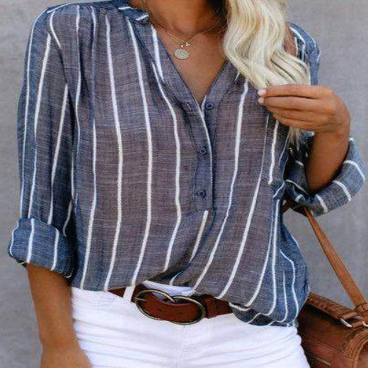 Women's Simple Fashion Printed Striped Shirt For Blouses