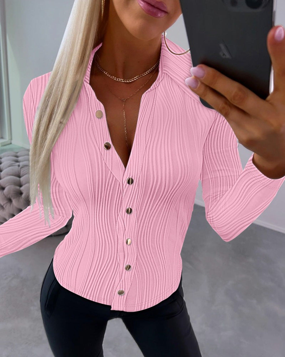 Women's Autumn Long Sleeve Sexy Solid Color Blouses