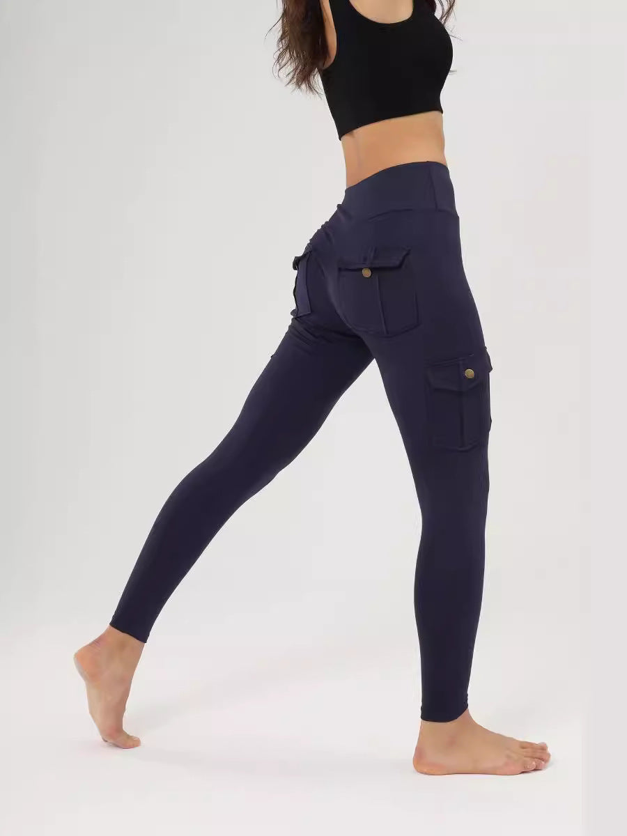 Button Pocket Sports Brushed Nude Feel Legging