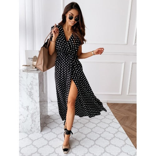 Summer Sleeve Bohemian Polka Dot Printed Dresses