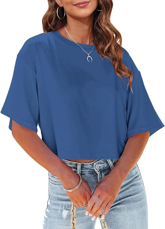 Women's T-shirt Drop Shoulder Round Neck Casual Blouses