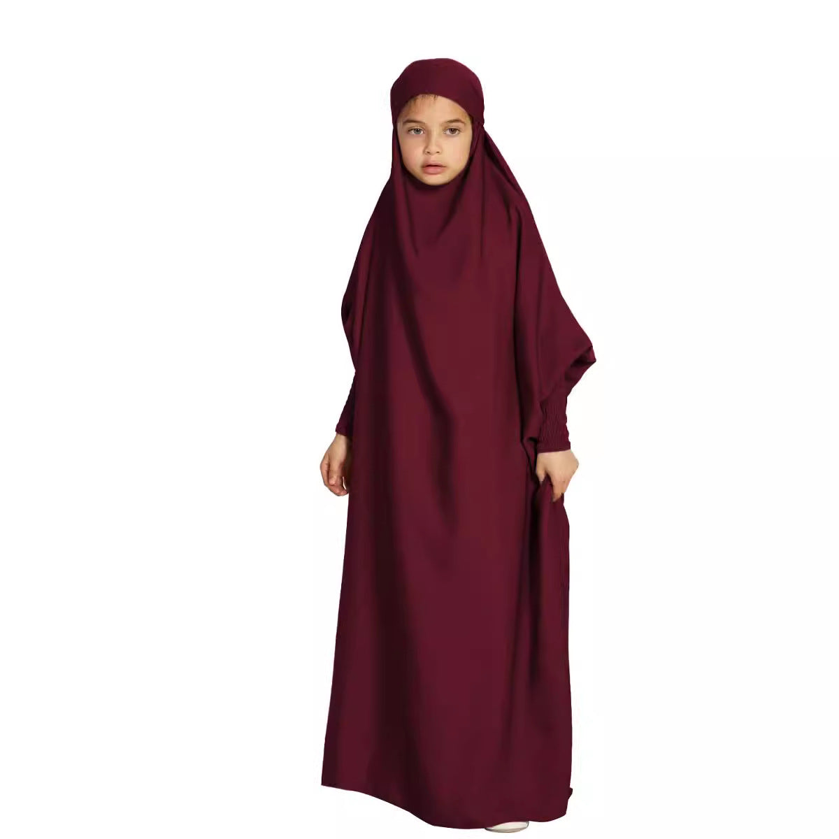 Children's Hooded Batwing Sleeve Dress Fashion Casual Clothing