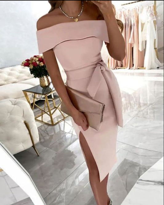 Summer Solid Color Regular Split Dress Dresses