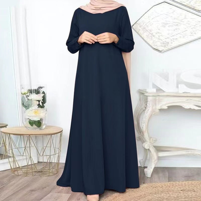 Muslim Solid Color Loose Pullover Leisure Elegant Long Clothing