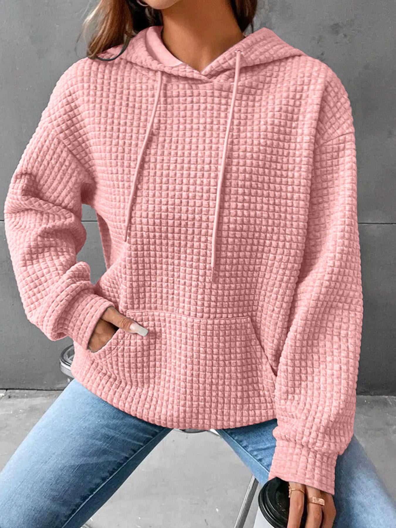 Women's Style Round Neck Hooded Long Sleeve Tops