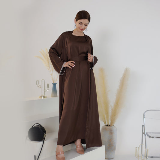 Daily Solid Color Beading Dress Robe Dresses