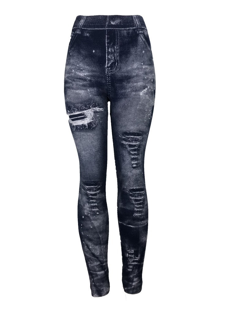 Women's Imitation Denim Hip Lifting Super Stretch Leggings