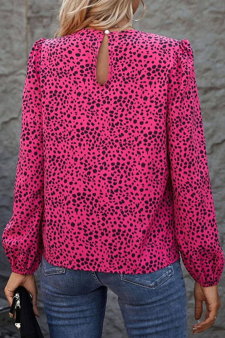 Women's Leopard Print Long Sleeve Chiffon Autumn Blouses