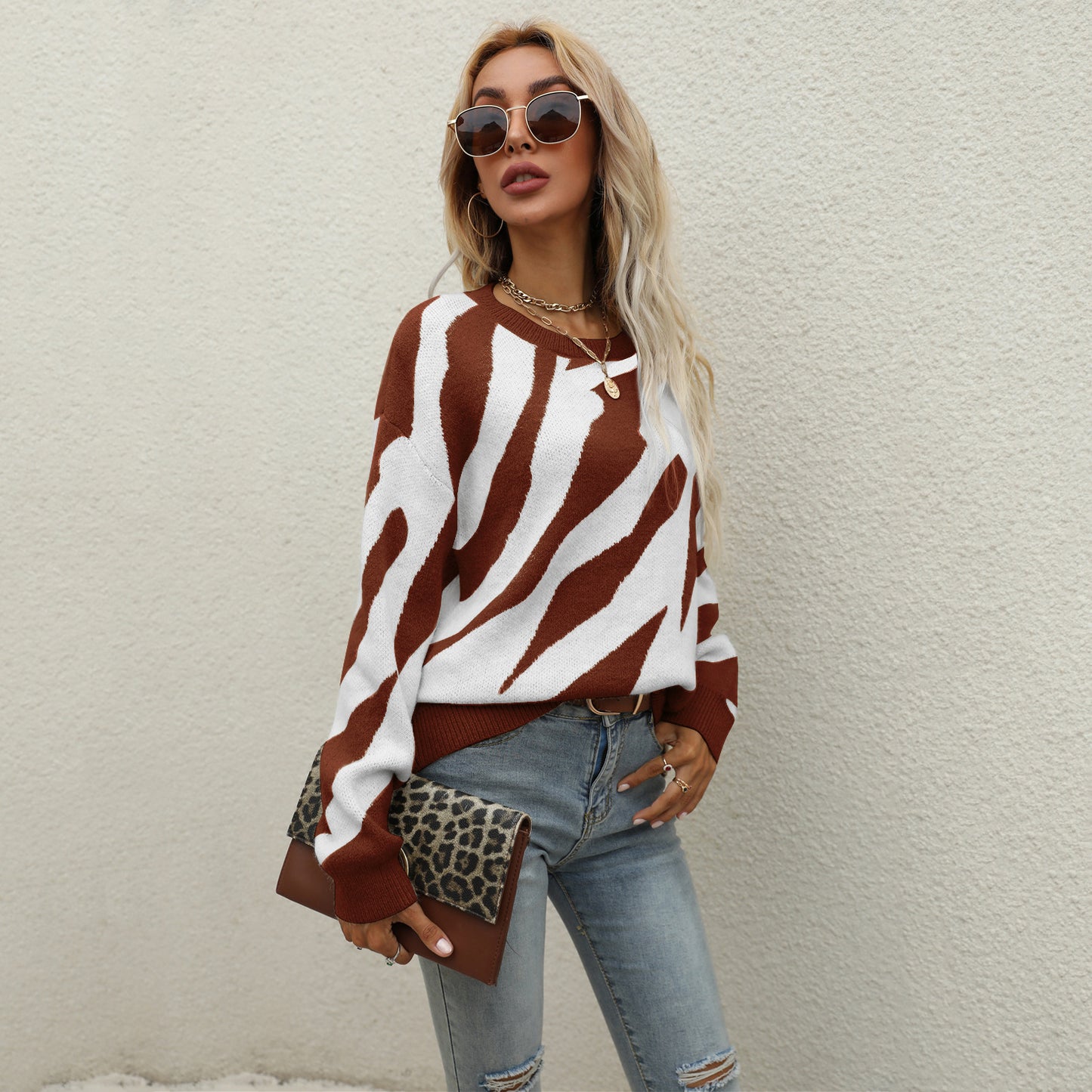 Women's Winter Striped Personality Fashion Knitted Pullover Sweaters