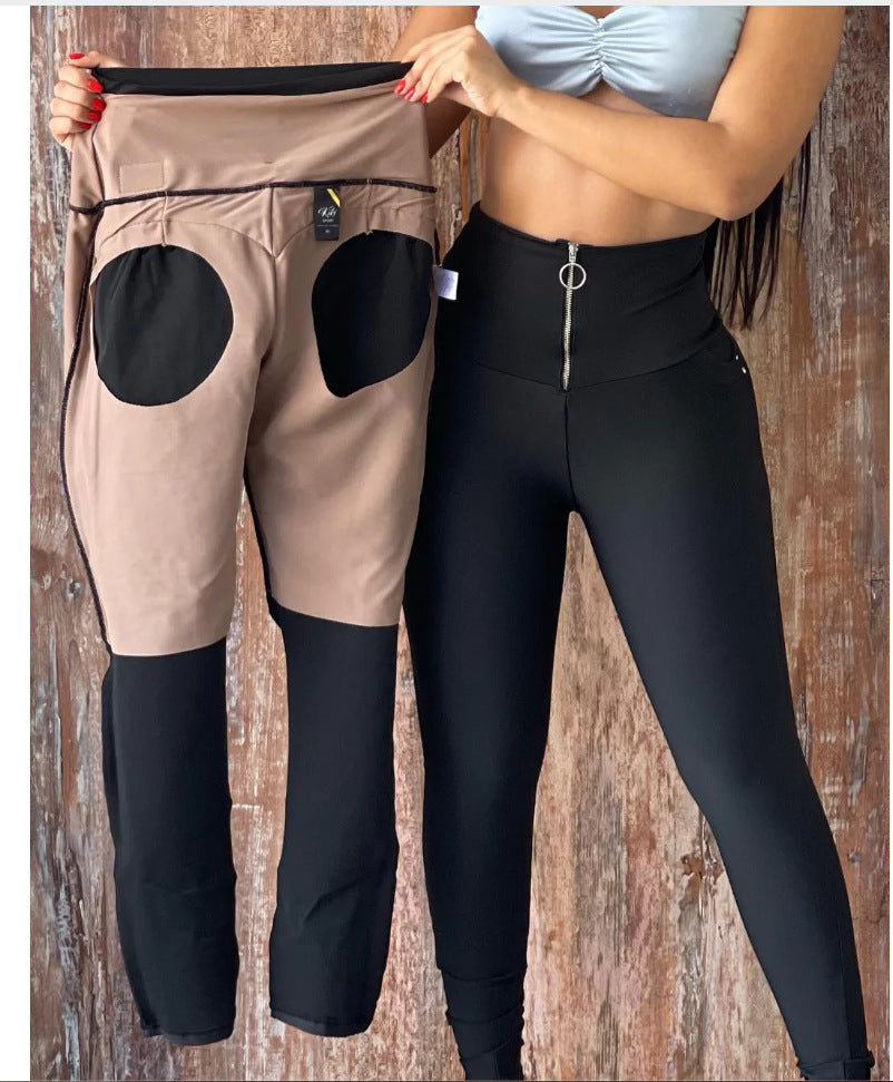 Women's Lifting Waist Girdling Belly Contracting Zipper Access Leggings