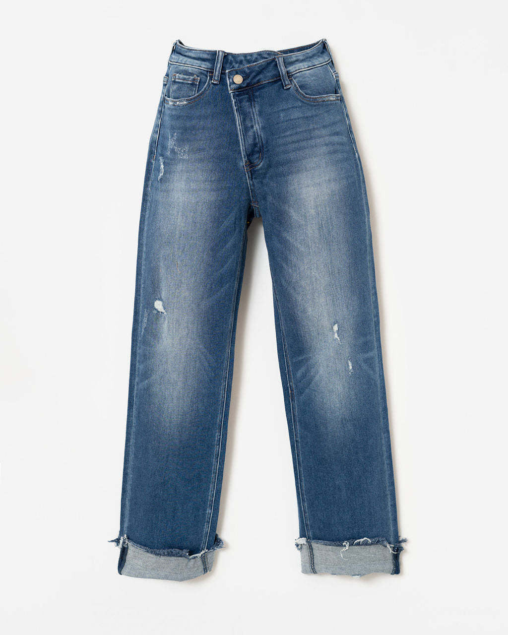 Versatile Washed High Waist Loose Pull-up Jeans