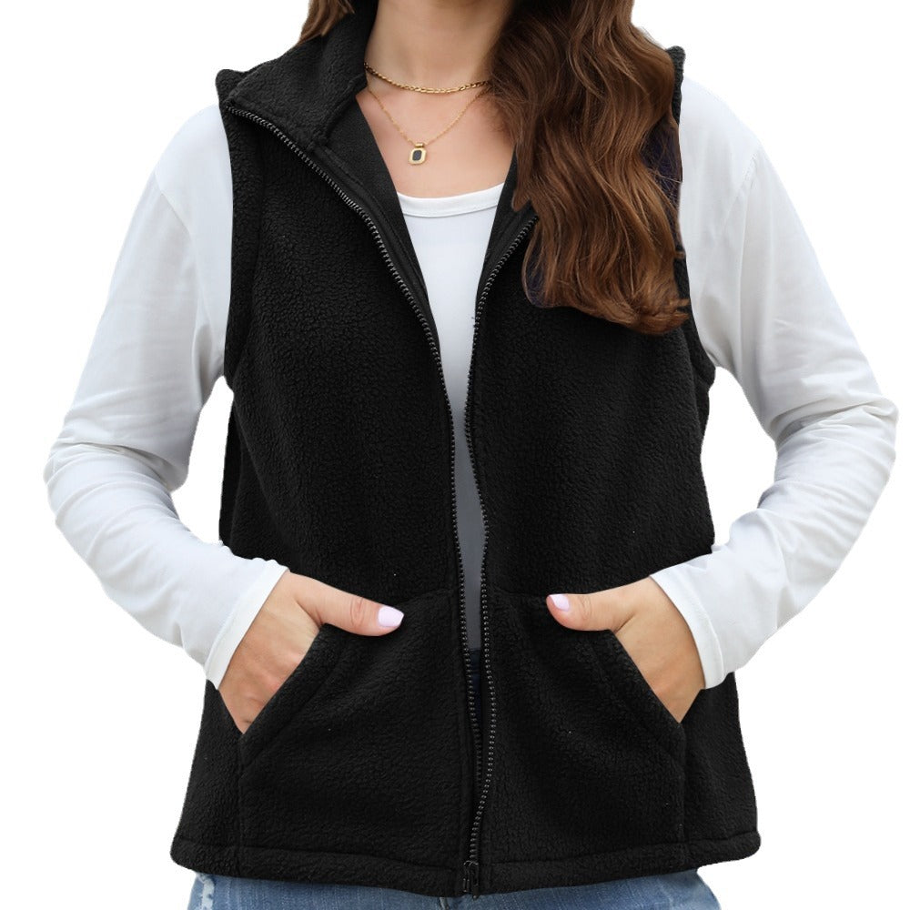 Women's Fashion Polar Fleece Zipper Lapel Vests